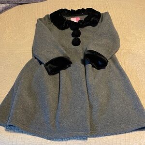 Girls GoodLad Charcoal Pea Coat with Velvet Accents